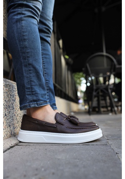 Roof Atelier Erkek Kahve Püskül Detaylı Loafer Ayakkabı - 127 - Cbt Loafer-x Kahve