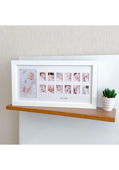 İlk Yılım Fotoğraf Anı Çerçevesi - Dekoratif Bebek Odası 12 Aylık Resim Hatıra Çerçevesi Çok Renkli