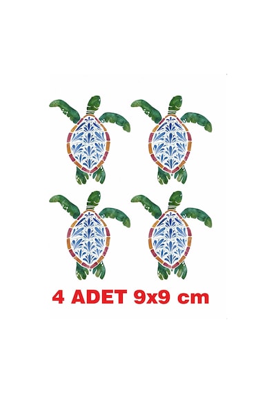 4 Adet Deniz Kaplumbağası Temalı Ütü İle Yapışan Tekstil Kumaş Tişört Dtf Baskı 3476