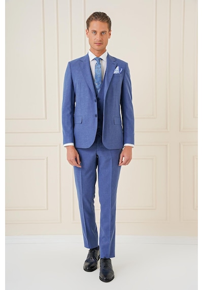 Efor Tk 903 Slim Fit İndigo-mavi Klasik Takım Elbise İndigo