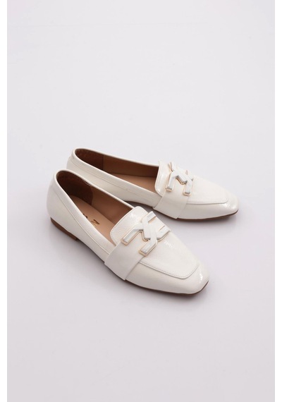 Dgn 5005 Kadin Tokali Loafer Beyaz
