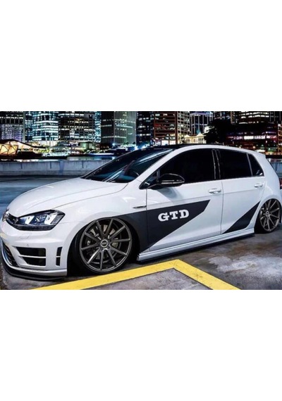 Volkswagen Gtd Yazılı Yan Kapı Gökkuşağı Şerit Sticker Etiket Modeli