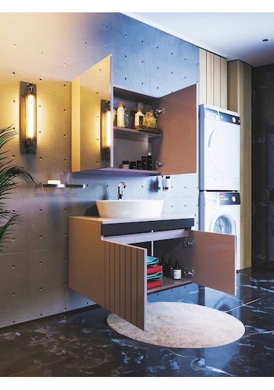 Mina Banyo Dolabı Takımı 75 Cm Özel Seri Gri