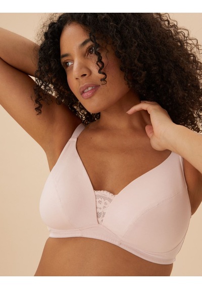 Marks & Spencer 3'lü Dantel Detaylı Balensiz Pamuklu Sütyen Seti T33007026 Pembe