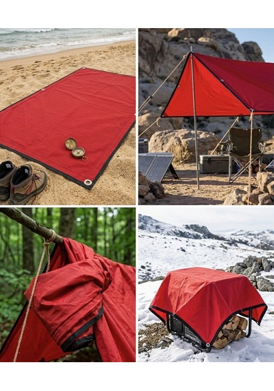 As Kamp Çok Amaçlı Kırmızı Branda & Gölgelik Tente 1.5m X 3m
