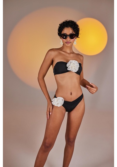 Holly Lolly Çıkarılabilir Çiçek Detaylı Premium Sleek Bikini Altı Siyah