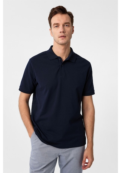 Süvari Lacivert Regular Armürlü Polo Yaka Tişört-37374 Lacivert