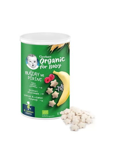 Organik Pirinçli, Buğdaylı, Muzlu Ve Ahududulu Bebek Atıştırmalığı 35 G