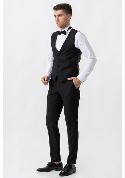 White Stone Trento D111 Slim Fit 6 Drop Damatlık Siyah - 44 Siyah