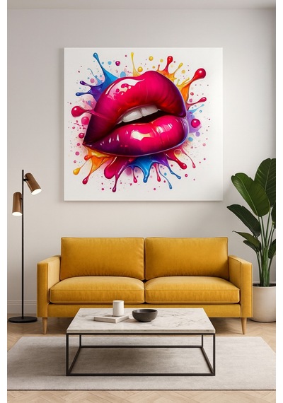 Renk Patlaması Dudak Tasarımı Cam Tablo Pop-art Ve Modern Sanatın En Enerjik Hali