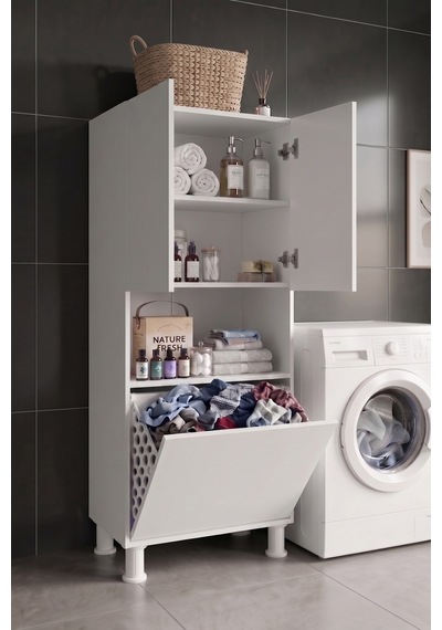 Teta Home Kirli Çamaşır Sepetli Banyo Kiler Çok Amaçlı Dolap Beyaz Teta Home Kirli Çamaşır Sepetli Banyo Kiler Çok Amaçlı Dolap Beyaz