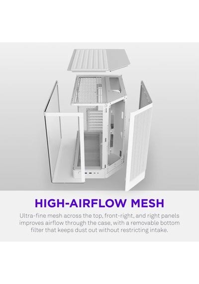 Nzxt H6 Rgb+ Cc-h62fw-p1 Dual-chamber Gaming Mid-tower Pc Kasası Beyaz
