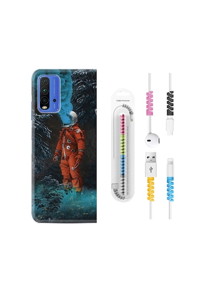 Xiaomi Redmi 9T Kılıf +Kablo Koruyucu Astronot Smoke 1769