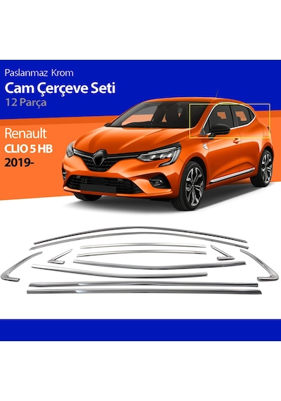 Renault Clio 5 Cam Çıtası Komple Set Kromu Nikelajı 12 Parça