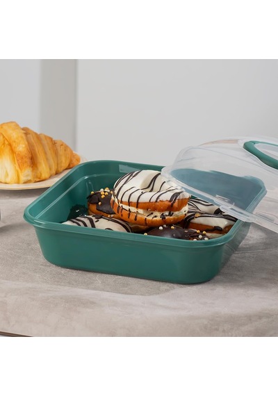 Porsima 1095 Yeşil Pasta Kek Börek Kabı - Taşıma Çantası - Kilitli Fanus Diğer