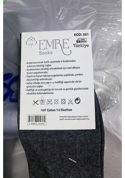 Erkek Pamuklu Likralı Dikişsiz Soket Çorap - 6 Adet Siyah