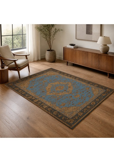 Kartela Halı Novi Halı Jüt Taban Dokuma Halı Mavi - 100 X 150 Cm
