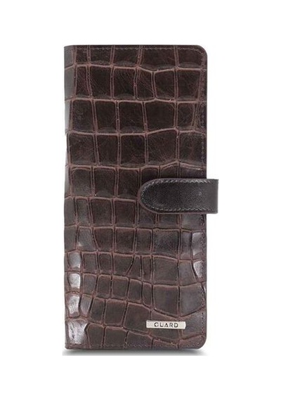 Guard Large Croco Kahverengi Kart Ve Para Slotlu Hakiki Deri Telefon Cüzdanı Erkek / Kadın P3032 Kahverengi
