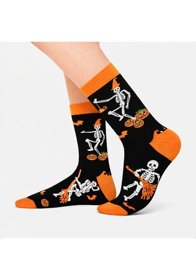 Carnaval Socks İskelet Ve Bal Kabağı Desenli Halloween Çorabı Çok Renkli