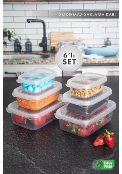 Dikdörtgen Sızdırmaz Saklama Kapları Şeffaf 5 Lı Set Diğer