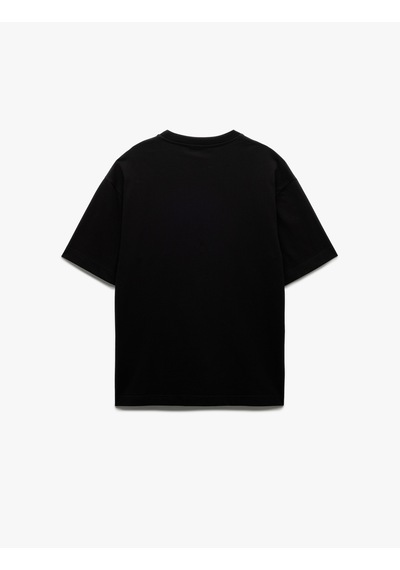 Koton Kısa Kollu Bisiklet Yaka Pamuklu Basic Oversize Tişört Siyah 6wam10087hk Siyah
