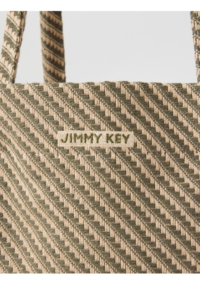 Jimmy Key Haki Çizgi Desenli Dokulu El Ve Omuz Çantası 6sw377670310