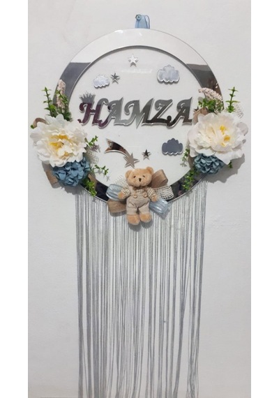 2019 Model Şeffaf Pleksi Üzeri İsimli Bebek Odası Kapı Süsü Hosta Çok Renkli