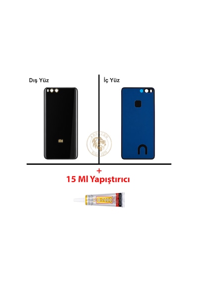 Xiaomi Mi 6 Seramik Siyah Uyumlu Arka Kapak + Yapıştırıcı