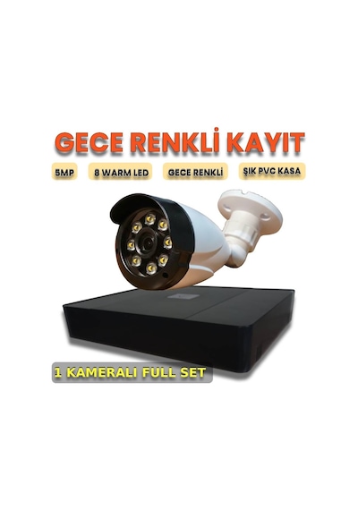 1 Kameralı Hareket Algılamalı 5mp Sony Lensli Pvc Kasa Güvenlik Kamerası Seti