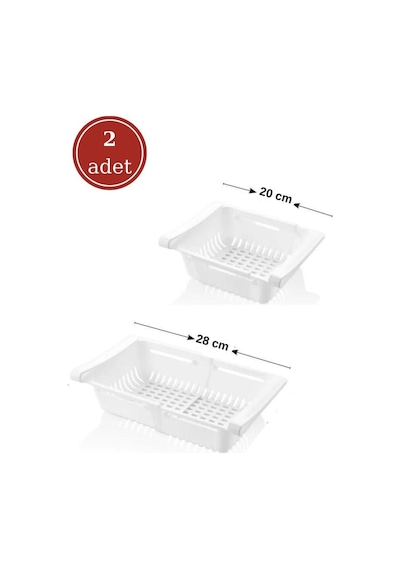 2 Adet Dolap İçi Ayarlanabilir Askılı Raf, Buzdolabı Akordiyon Süzgeçli Saklama Organizer 2 Adet Beyaz