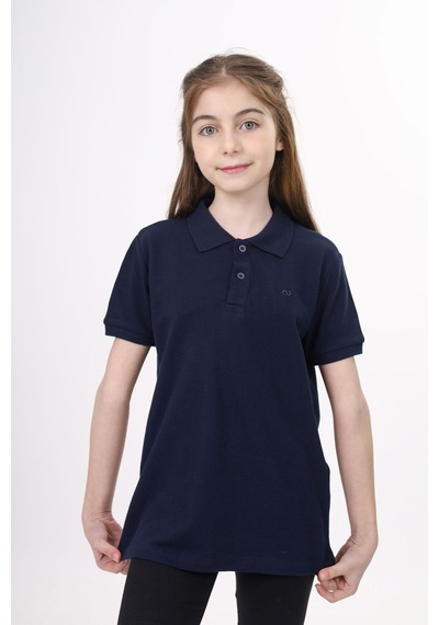 Toontoy Kids Toontoy Unisex Polo Yaka Düğmeli Uzun Kısa Tişört Lacivert