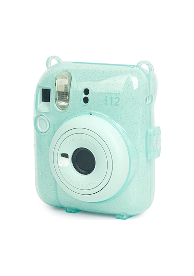 Fujifilm Instax Mini 12 Fotoğraf Makinesi + 20'li Film + Kıskaçlı Resim Standı + Simli Pleksi Kılıf Seti Yeşil