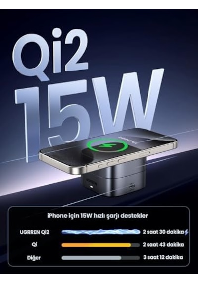 Magflow Qi2 Sertifikalı 15w 2&apos Si 1 Arada Katlanabilir Şarj İstasyonuşarj Standı İphone 16,16 Pro,16 Pro Max,15,14,13, Airpods İçin Magsafe Şarj Cihazı İle Uyumlu, Bekleme İşlevini Destekler