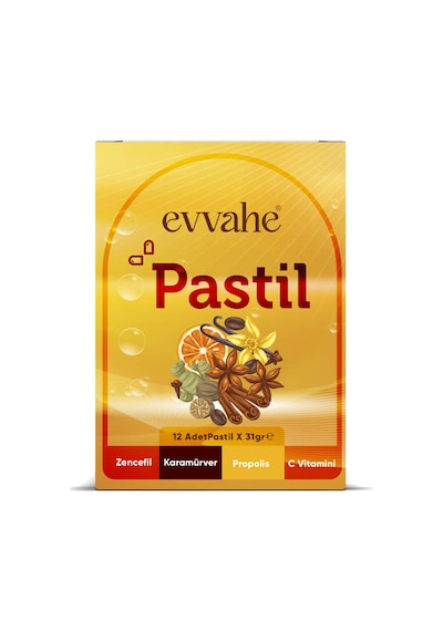 Pastil 12 Adet Zencefil, Karamürver, Propolis, C Vitamini İçeren Pastil Takviye Edici Gıda