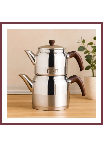 Storeşahin Orta Boy Çelik Çaydanlık Seti Çift Kapaklı, Süzgeçli 1.25l/2.25l Shn0720
