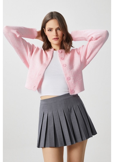 Ritnice Kadın Tilia Crop Pembe Örgü Hırka Pembe