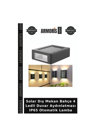 Solar Dış Mekan Bahçe 4 Ledli Duvar Aydınlatması Ip65 Otomatik Lamba