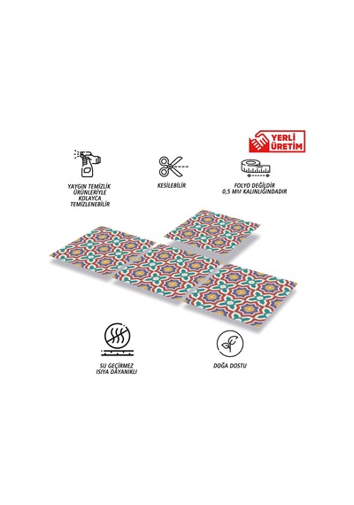 Tink Kendinden Yapışkanlı Kontrast Yıldız Desenli Pvc Karo 30x30 Cm
