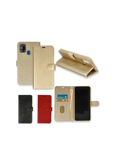 Samsung Uyumlu Galaxy M21 Kilif Cüzdanli Standli Miknatisli Kapak 446139285 - Renk / Gold Renk / Gold
