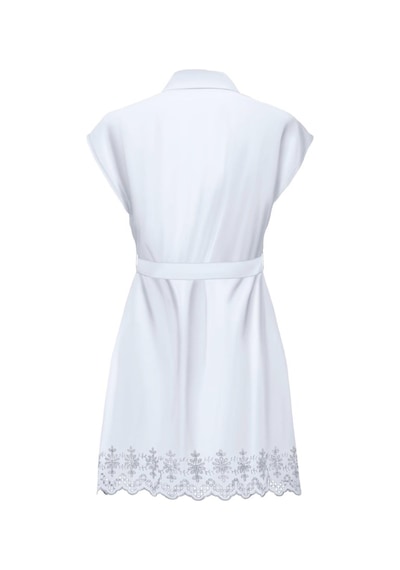 ONLY Onllou Lıfe Emb S/s Shırt Dress Ptm Beyaz Cok Renklı