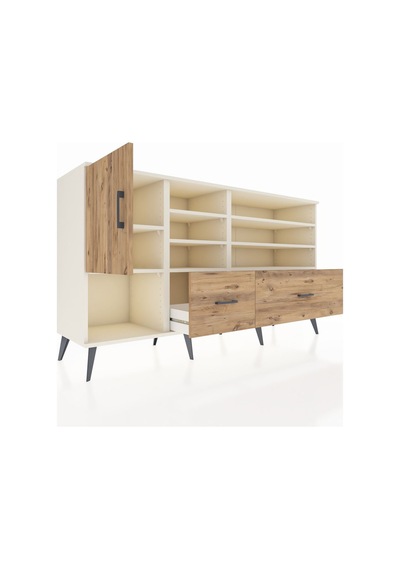 Kronos Konsol 8 Raflı 2 Çekmeceli Tek Kapaklı 176x59x99 Aytaşı-ç Aytaşı-çam