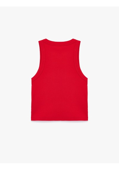 Koton Slim Fit Kolsuz Halter Yaka Bluz Kırmızı 6sal30048ık