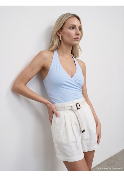 Dilvin 21268 Halter Top-açık Mavi