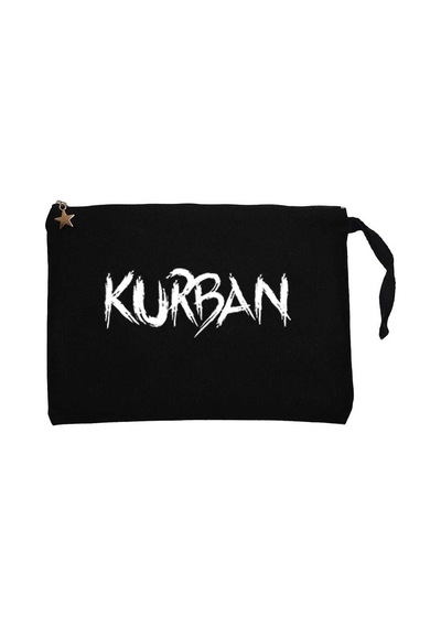 Kurban Text Siyah Clutch Astarlı Cüzdan / El Çantası