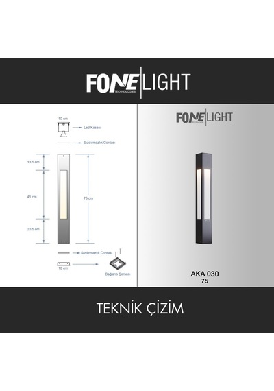FoneLight Luxera 75 cm LED Bahçe Aydınlatma Direği Antrasit Alüminyum IP65 Peyzaj Yürüyüş Yolu Lambası 3000K