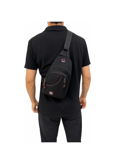 Seventeen Unisex Spor Çok Bölmeli Çapraz Askılı Body Bag Siyah-kırmızı
