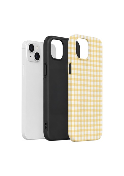 Apple iPhone Uyumlu 13 Vorian Çift Katmanlı Kılıf Butter Gingham