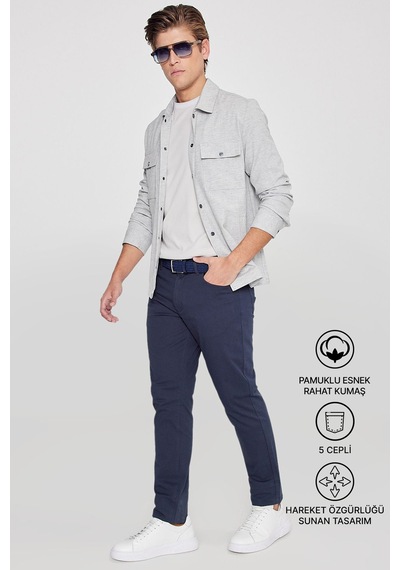 Ac&Co / Altınyıldız Classics Slim Fit Dar Kesim Pamuklu Esnek Chino Erkek Pantolon - Lacivert