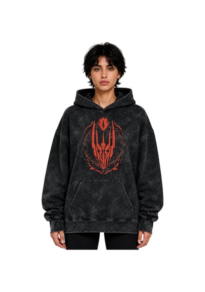 Sevbano Yüzüklerin Efendisi Film Baskılı Unisex Oversize Yıkamalı Hoodie Siyah