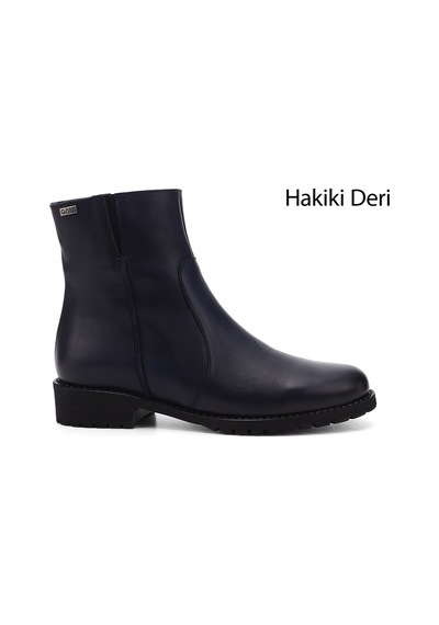 Gönderi(R) Gönderi R Lacivert Antik Fermuarlı Kauçuk Taban Hakiki Deri Bot Lacivert